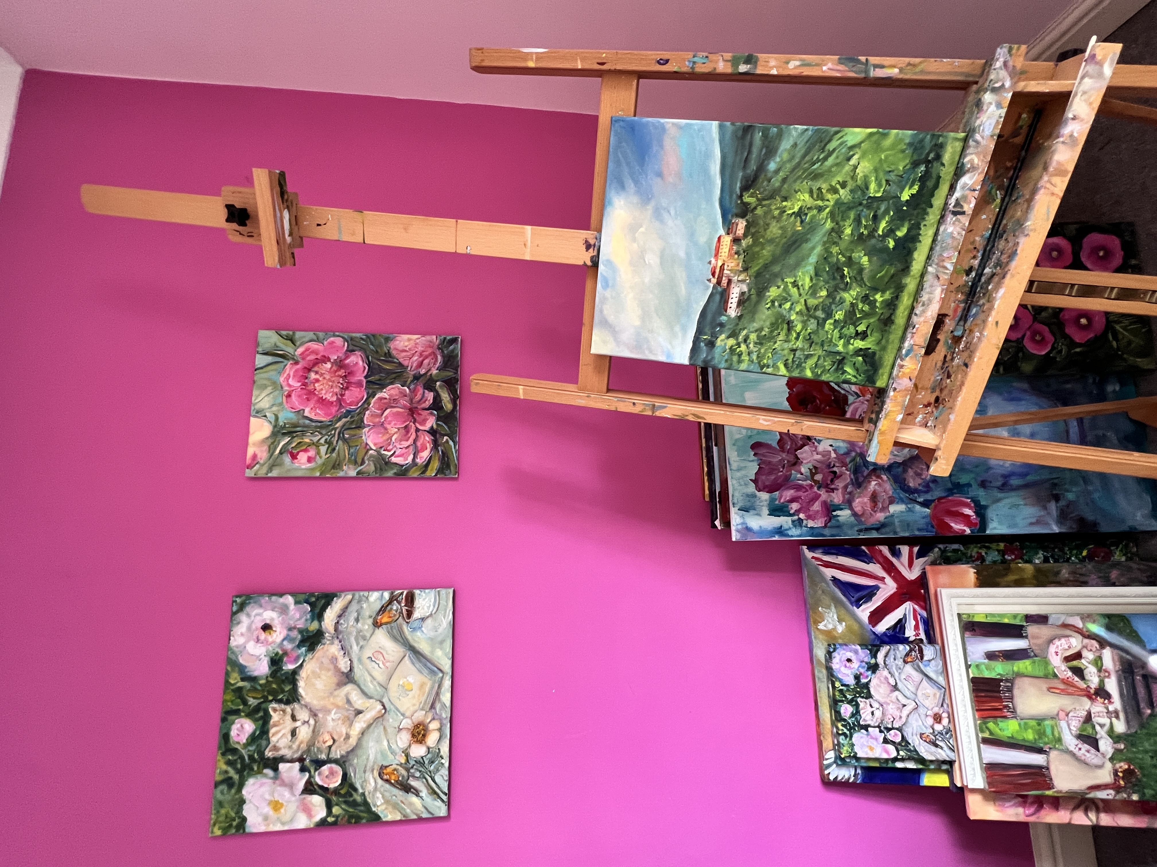 Palanok Castle by Marina Stognieva during the painting process in the artist’s studio